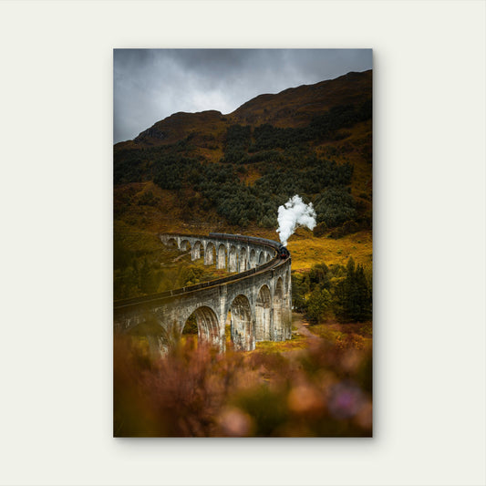 Glenfinnan Viaduct With The Jacobite Steam Train Crossing It 60x90cm Metal Print Ready to Hang