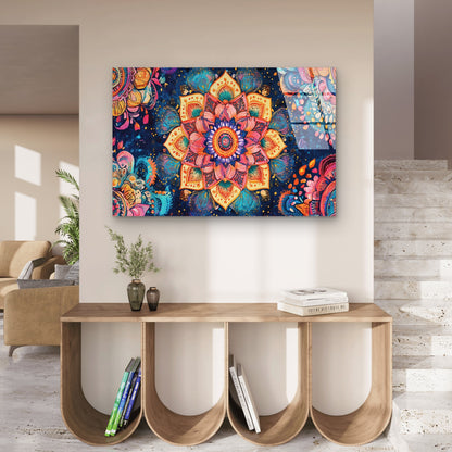 Boho Mandala Geometric Floral Acrylic Glass Printing Wall Art Australian Made Quality