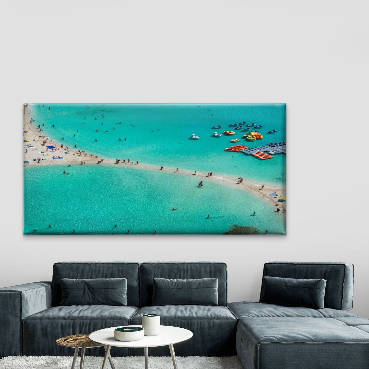 Aerial View of Ayia Napa Beach Wall Art Canvas Office Home Room Framed 120x60cm