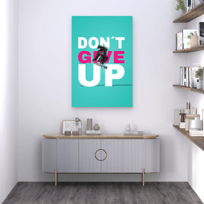 Dont Give Up Winter Action Skier Neon 40x60cm Metal Print Ready to Hang