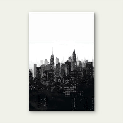 New York NYC Skyline Cityscape Black 40x60cm Metal Print Ready to Hang