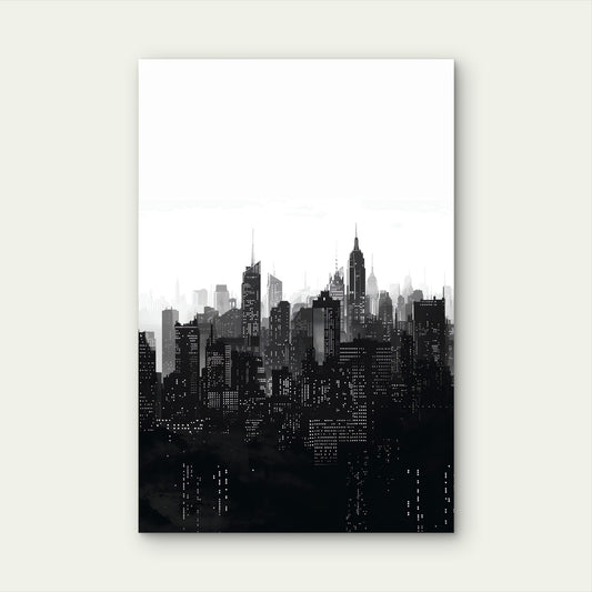 New York NYC Skyline Cityscape Black 40x60cm Metal Print Ready to Hang