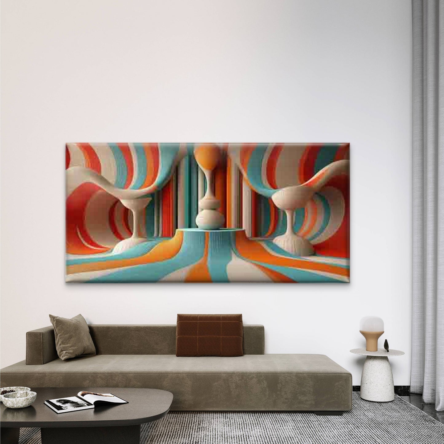 Abstract Colorful Geometric WaveWall Art Canvas Office Home Room Framed 120x60cm