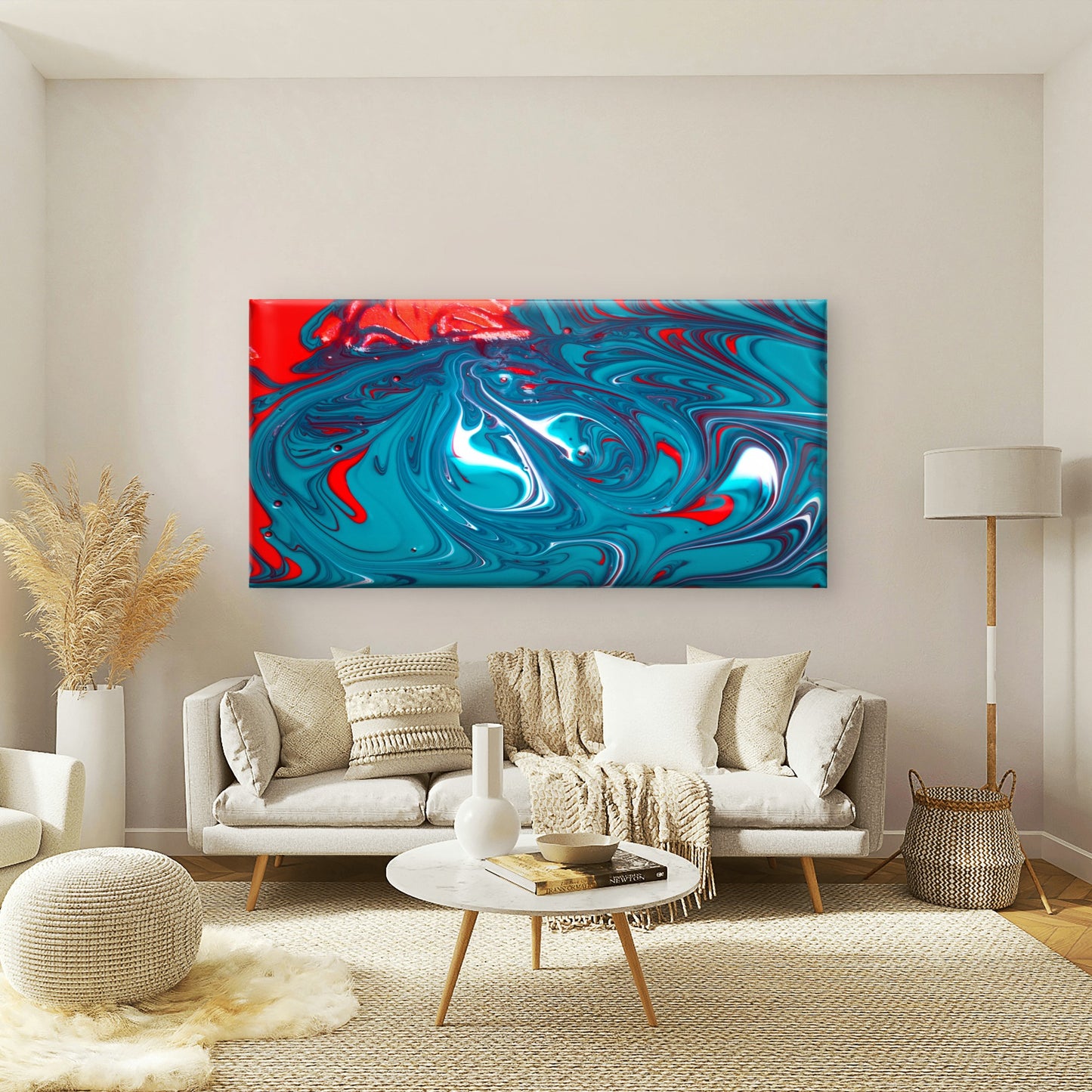 Abstract Fluid Paint Swirl Wall Art Canvas Office Home Room Framed 120x60cm