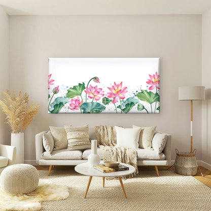 Watercolor Lily Pond Bliss Wall Art Canvas Office Home Room Framed 120x60cm