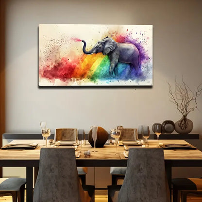 Elephant Surrounded Vibrant Wall Art Canvas Office Home Room Framed 120x60cm - Bella Home Decor