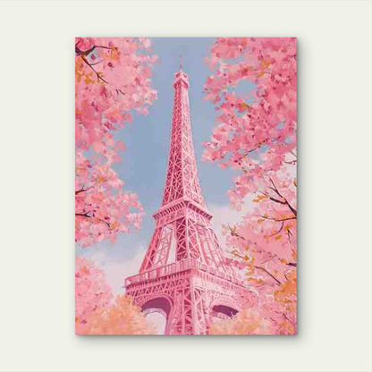 Pink Pastel Eiffel Tower Painting Metal Print Ready to Hang