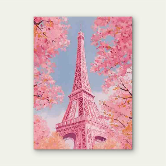 Pink Pastel Eiffel Tower Painting Metal Print Ready to Hang