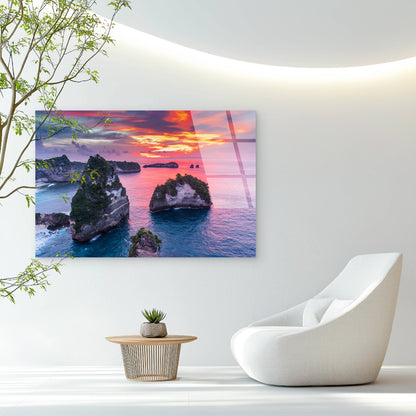 Thousand Islands Nusa Penida Sunset Acrylic Glass Printing Wall Art Australian Made Quality