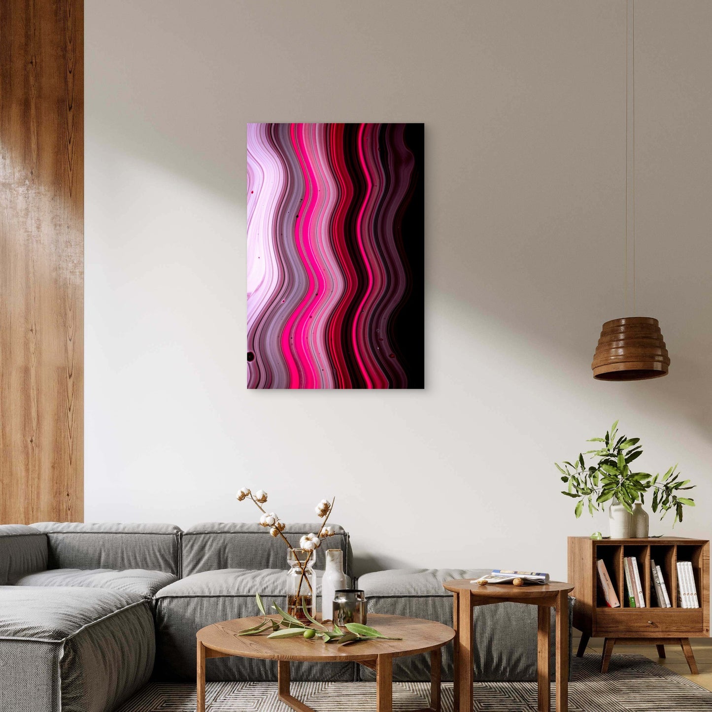 Pink-Gray Liquid Marble Art 60x90cm Metal Print Ready to Hang