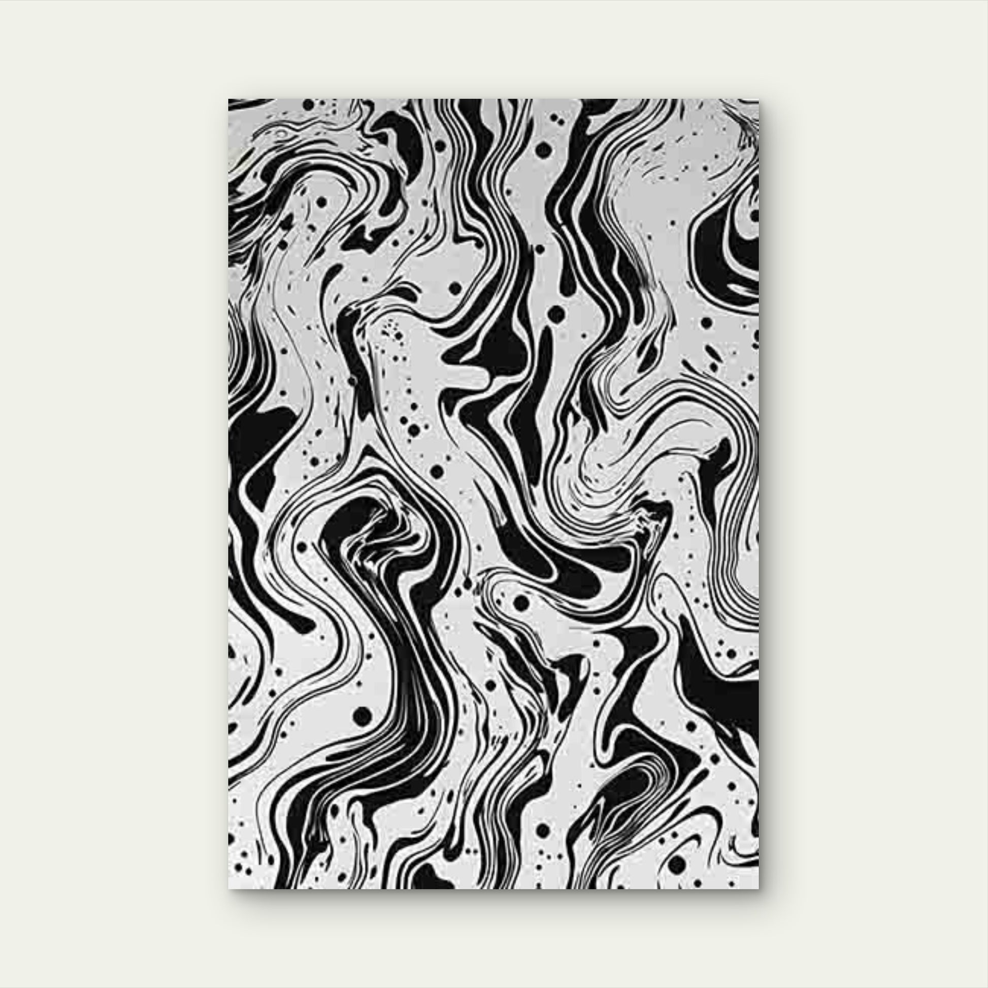 Black and White Abstract Fluid Pattern 60x90cm Metal Print Ready to Hang - Bella Home Decor