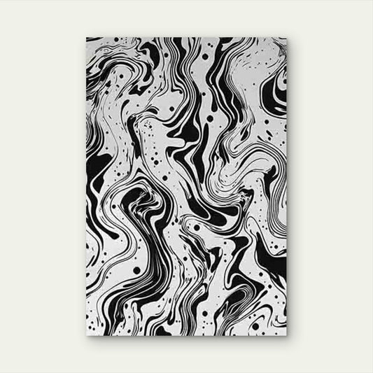 Black and White Abstract Fluid Pattern 60x90cm Metal Print Ready to Hang