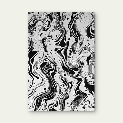 Black and White Abstract Fluid Pattern 40x60cm Metal Print Ready to Hang - Bella Home Decor