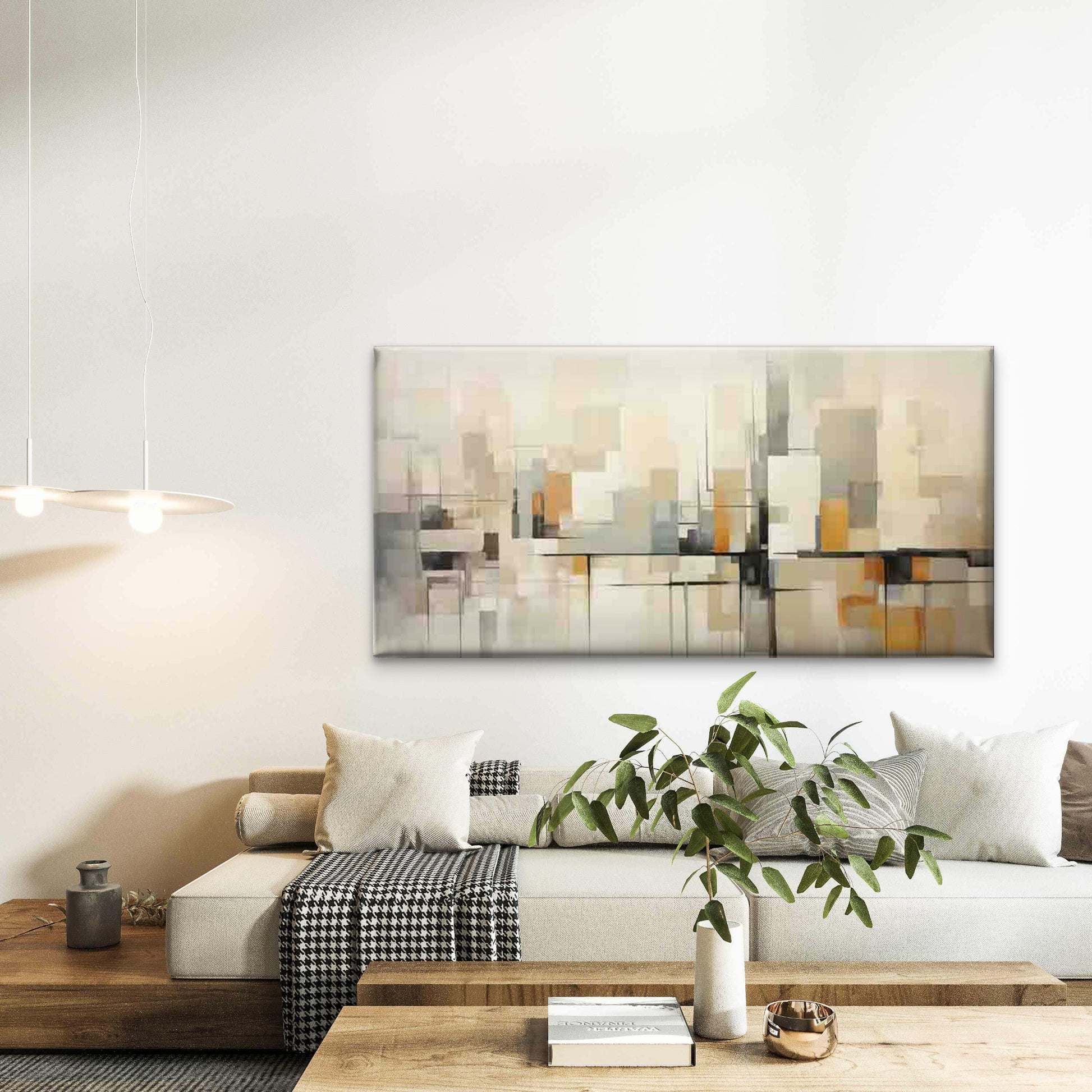 Modern Abstract Geometric Wall Art Canvas Office Home Room Framed 120x60cm - Bella Home Decor