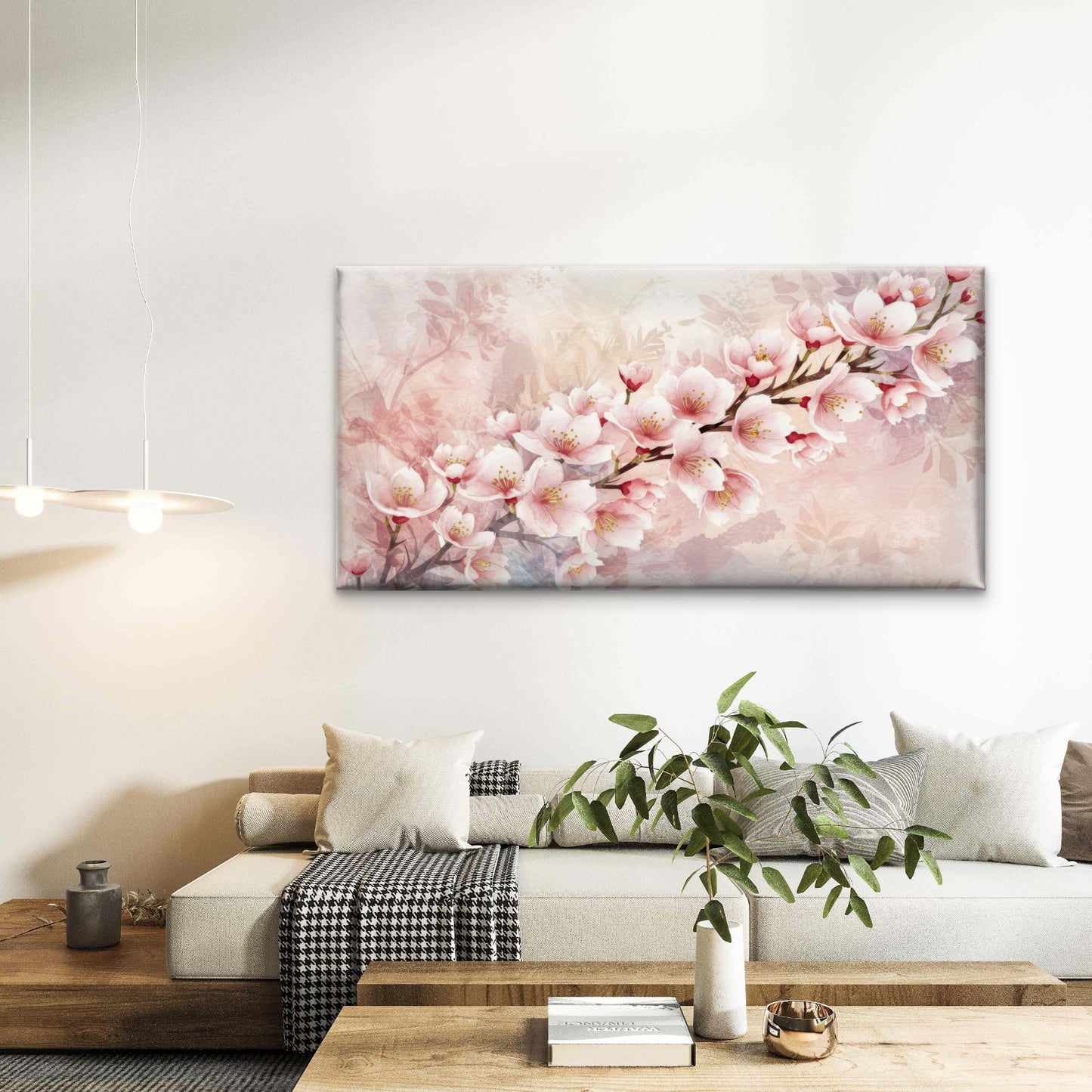 Elegant Cherry Blossom Branches Wall Art Canvas Office Home Room Framed 120x60cm - Bella Home Decor