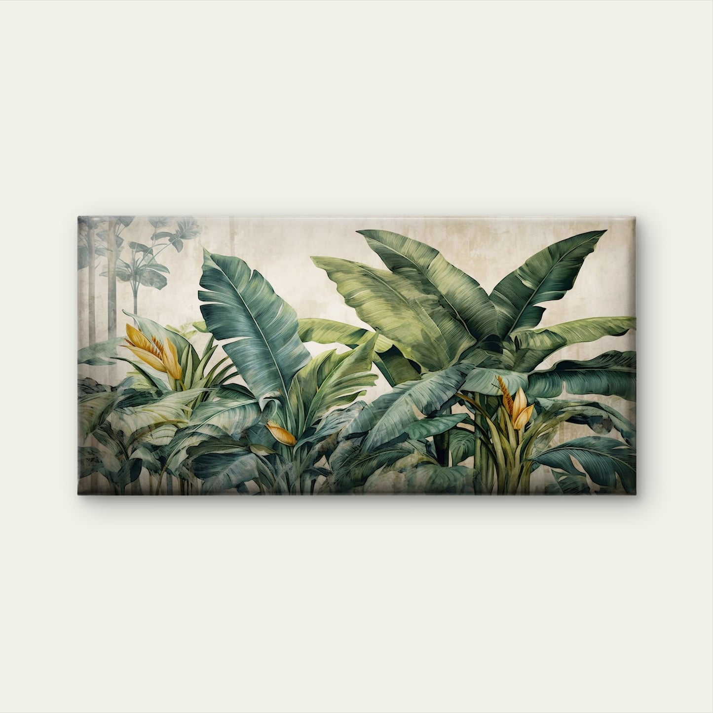 Palm Leaf Exotic Forest Painting Wall Art Canvas Office Home Framed 120x60cm