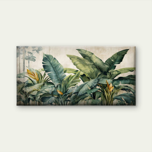 Palm Leaf Exotic Forest Painting Wall Art Canvas Office Home Framed 120x60cm