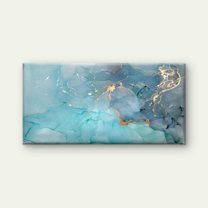 Turquoise Blue Gold Abstract Wall Art Canvas Office Home Room Framed 120x60cm