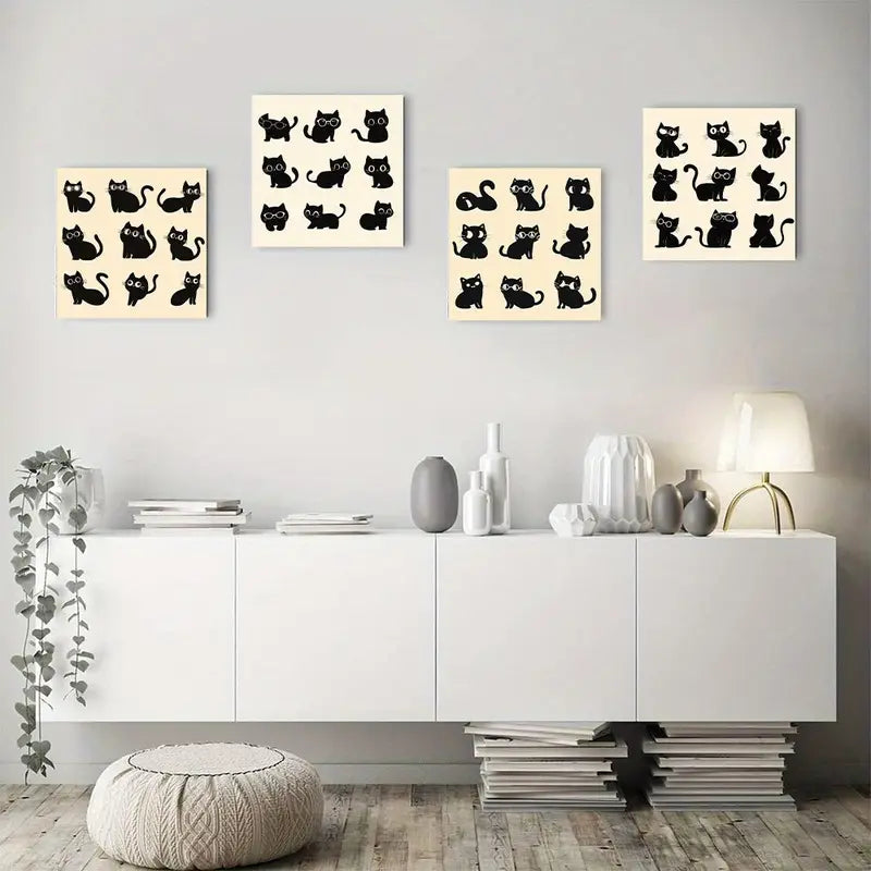 4pcs   Funny Cute Cat And Mouse TY   Wall Art Canvas Framed