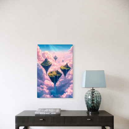 Floating Island with Ancient Ruins at Sunset 60x90cm Metal Print Ready to Hang