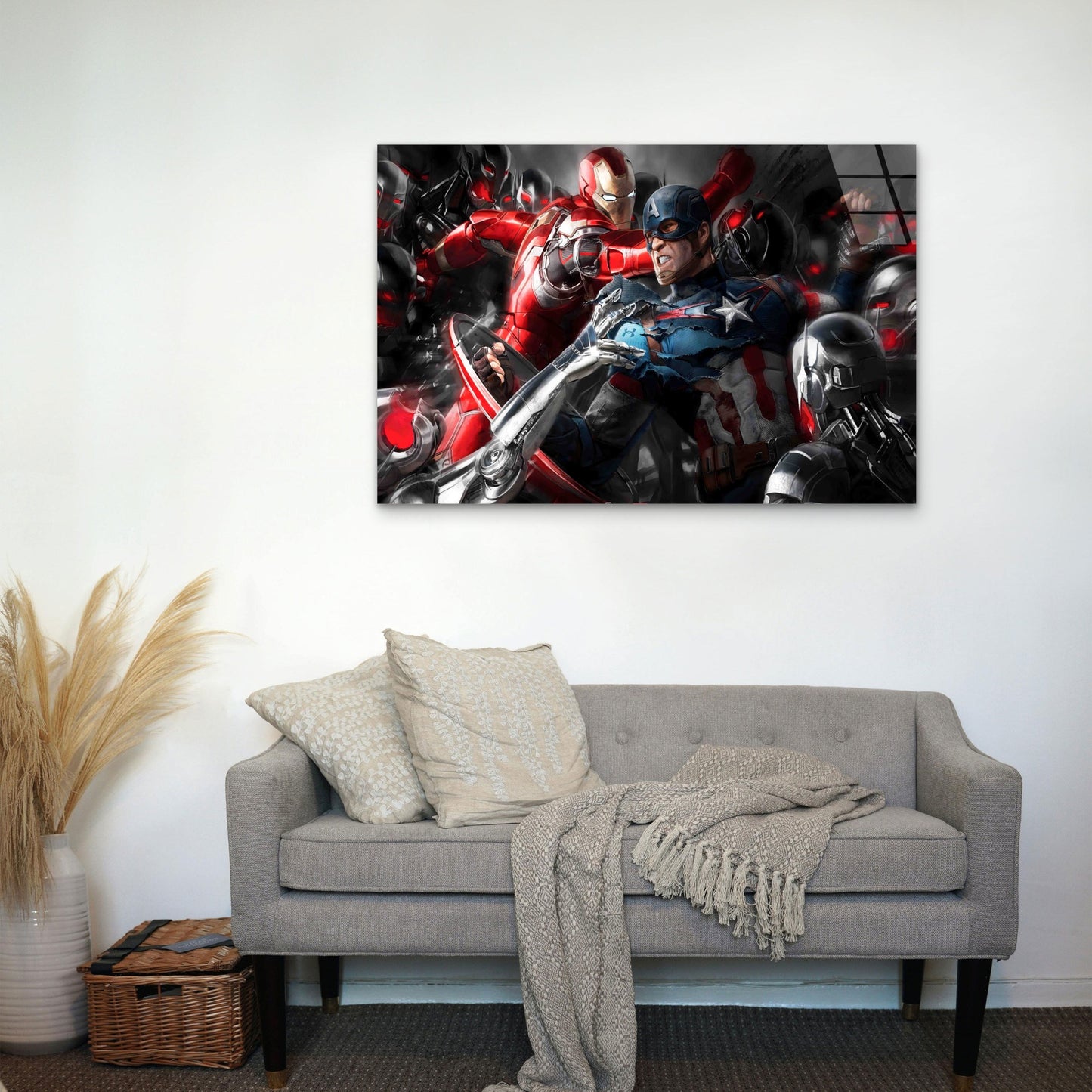 Superheroes Battle Robo Tempered Glass Printing Wall Art Australian Made Quality