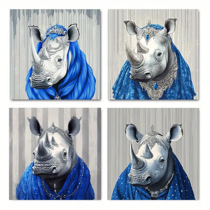 4pcs Blue Rhin Ready to Hang RT Wall Art Canvas Framed