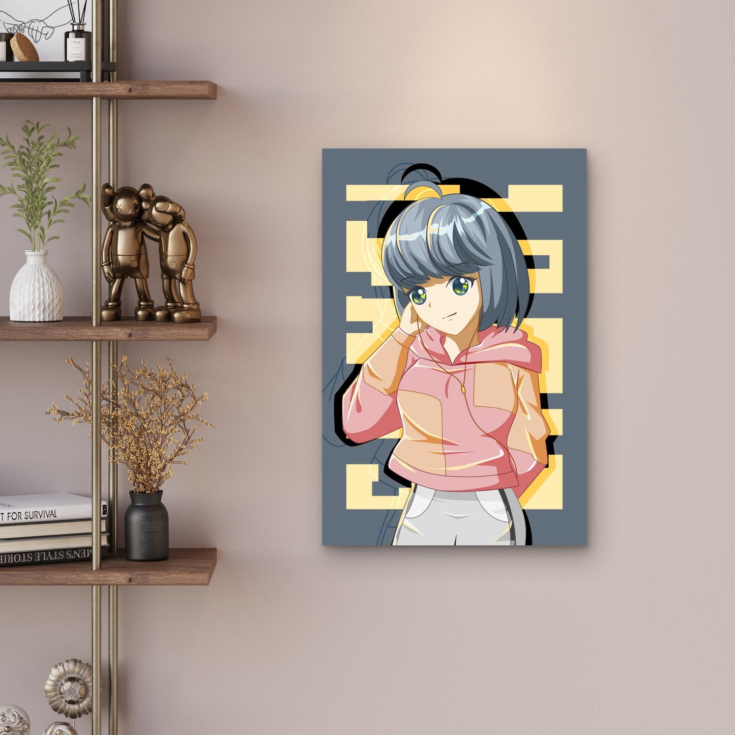 Cute and Cool Girl with Jacket Metal Print Ready to Hang