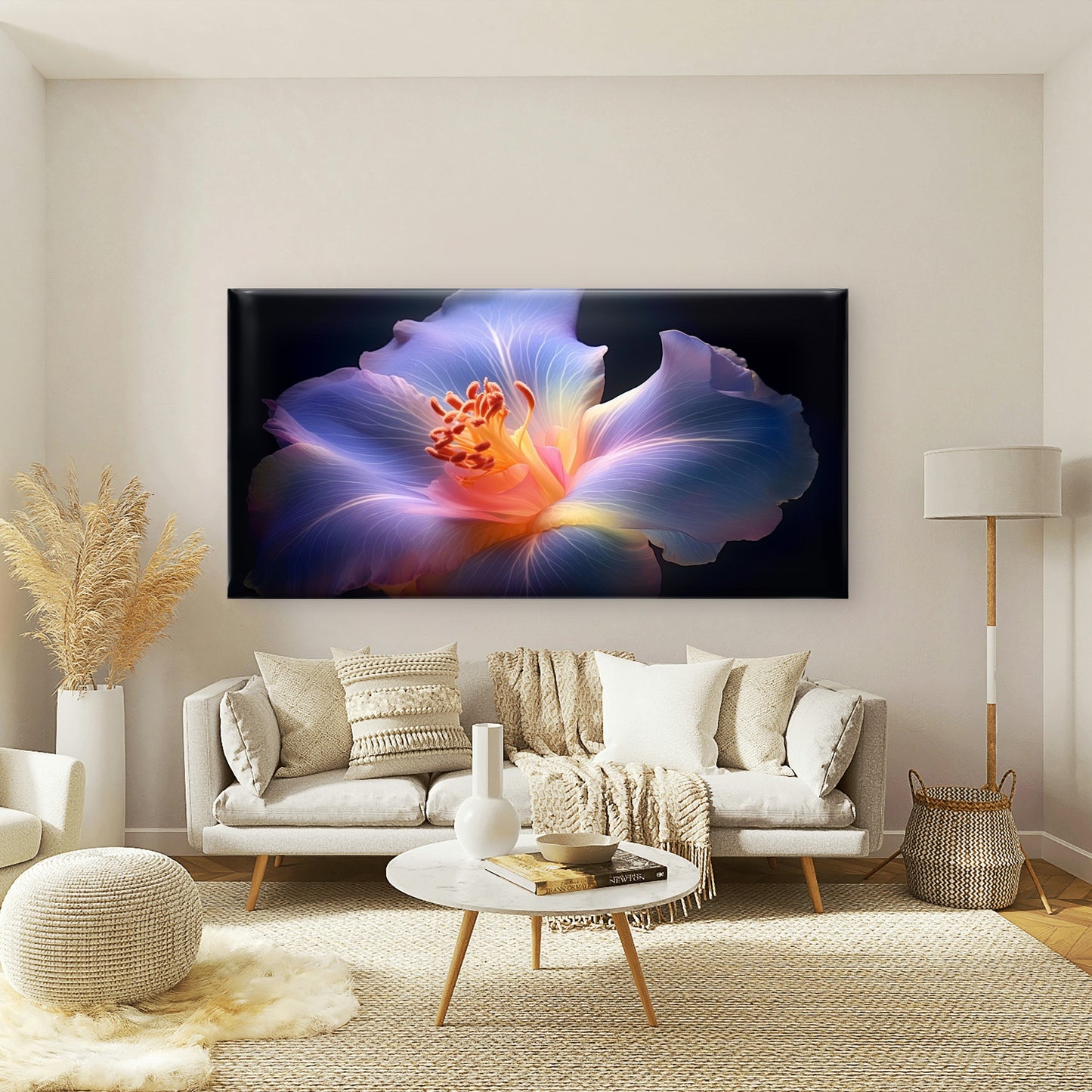 Vibrant Tropical Hibiscus Wall Art Canvas Office Home Room Framed 120x60cm
