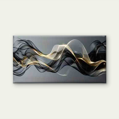 Abstract Dark Tone Waves Wall Art Canvas Office Home Room Framed 120x60cm - Bella Home Decor