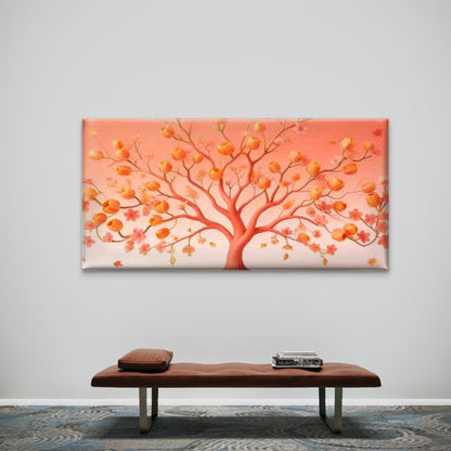 Orange Blossom Tree Wall Art Canvas Office Home Room Framed 120x60cm