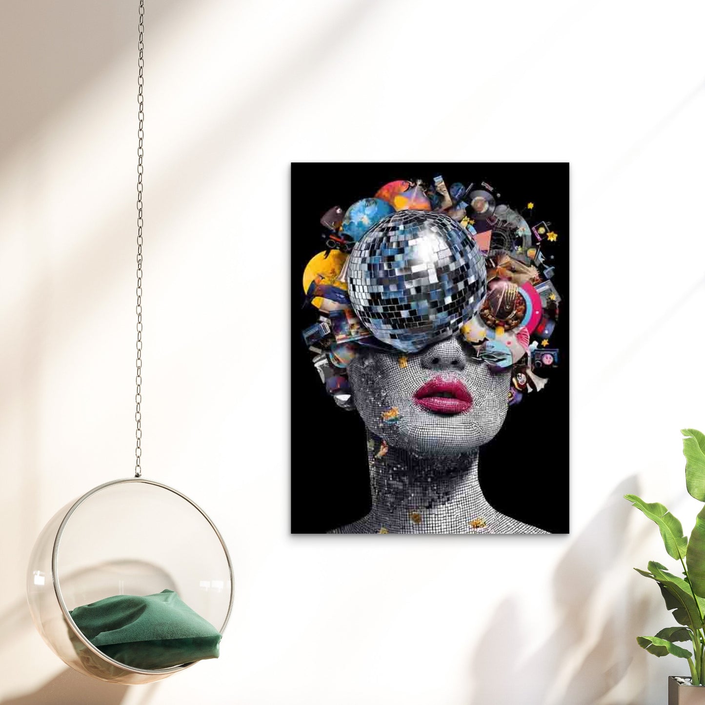 Surreal Discohead Design with Music Notes 60x90cm Metal Print Ready to Hang - Bella Home Decor