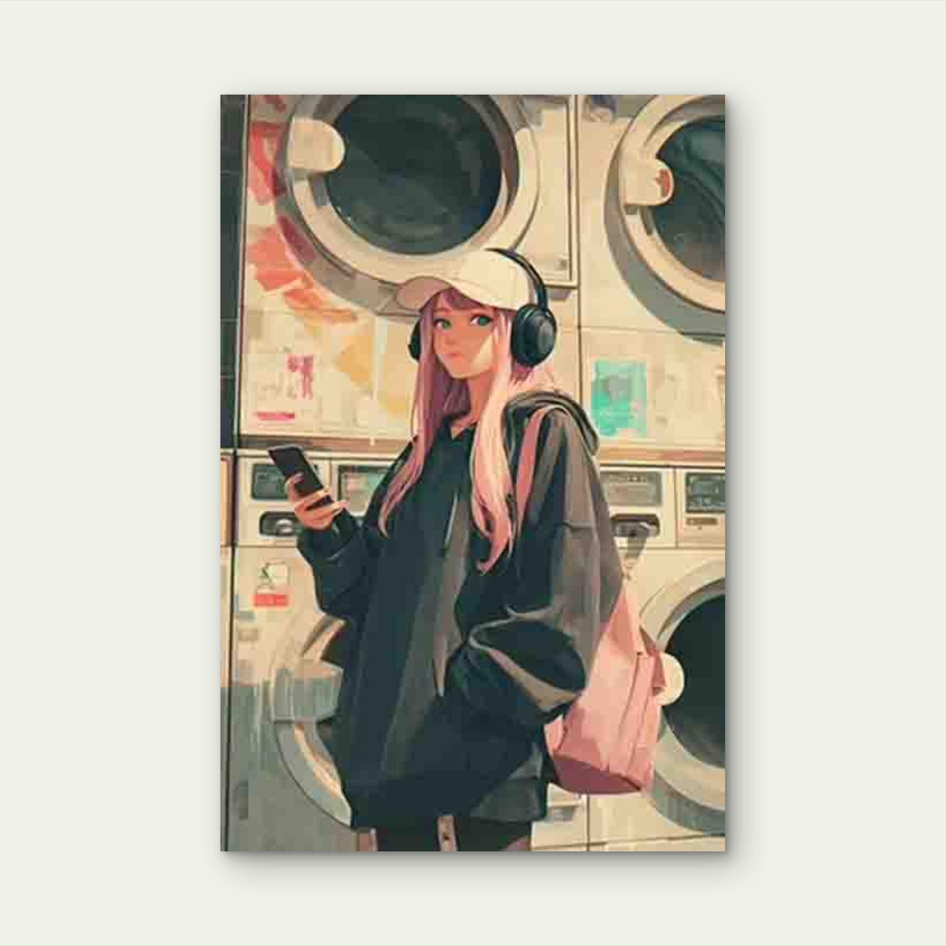 Featuring a Laundromat Scene 60x90cm Metal Print Ready to Hang - Bella Home Decor