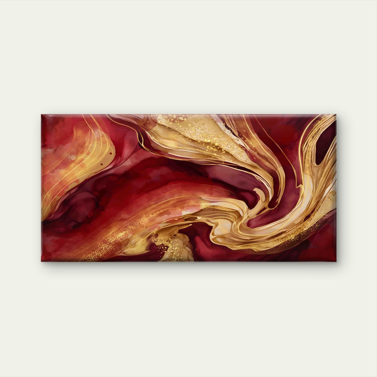 Abstract Red Gold Marble Wall Art Canvas Office Home Room Framed 120x60cm