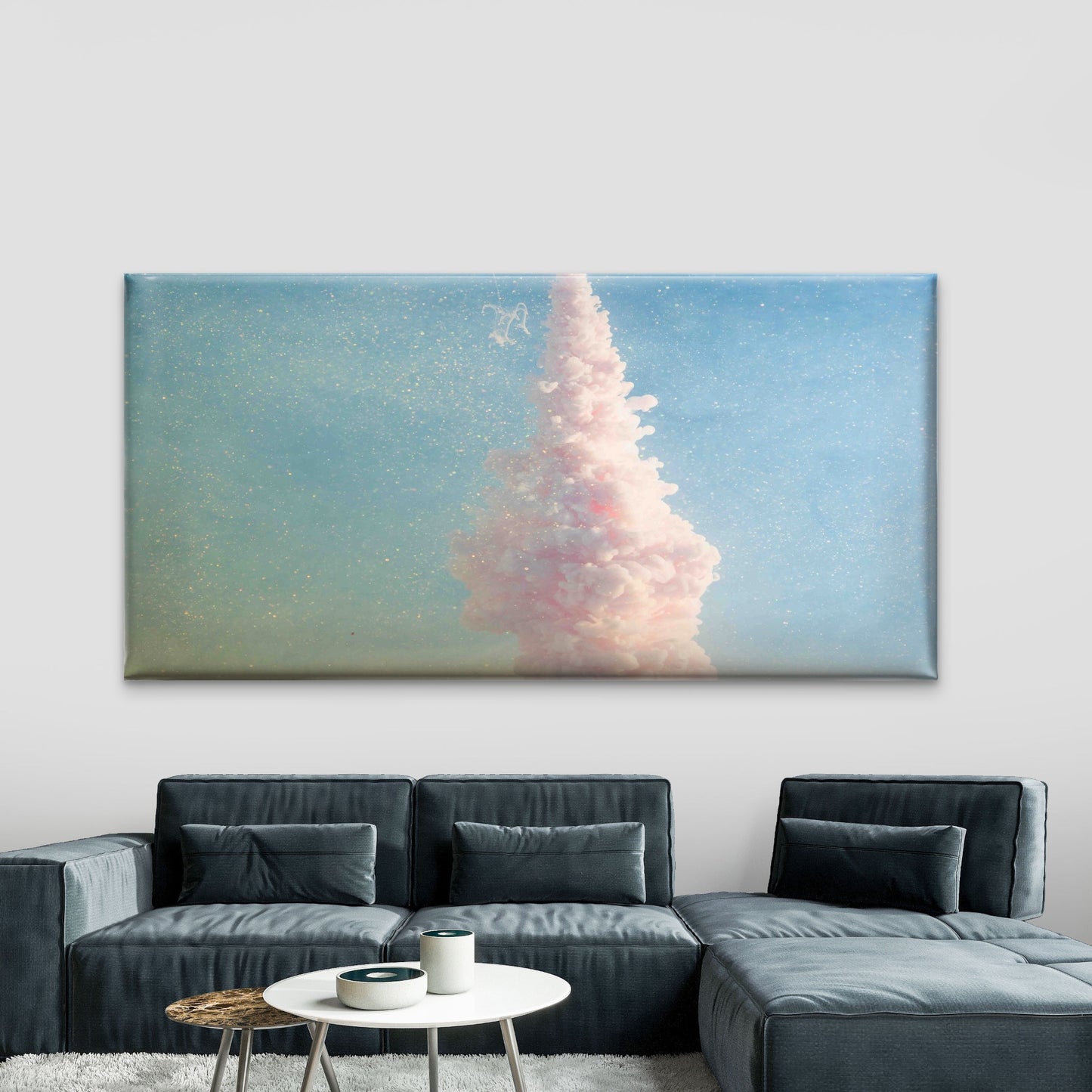 Pink Explosion Smoke Clouds Wall Art Canvas Office Home Room Framed 120x60cm