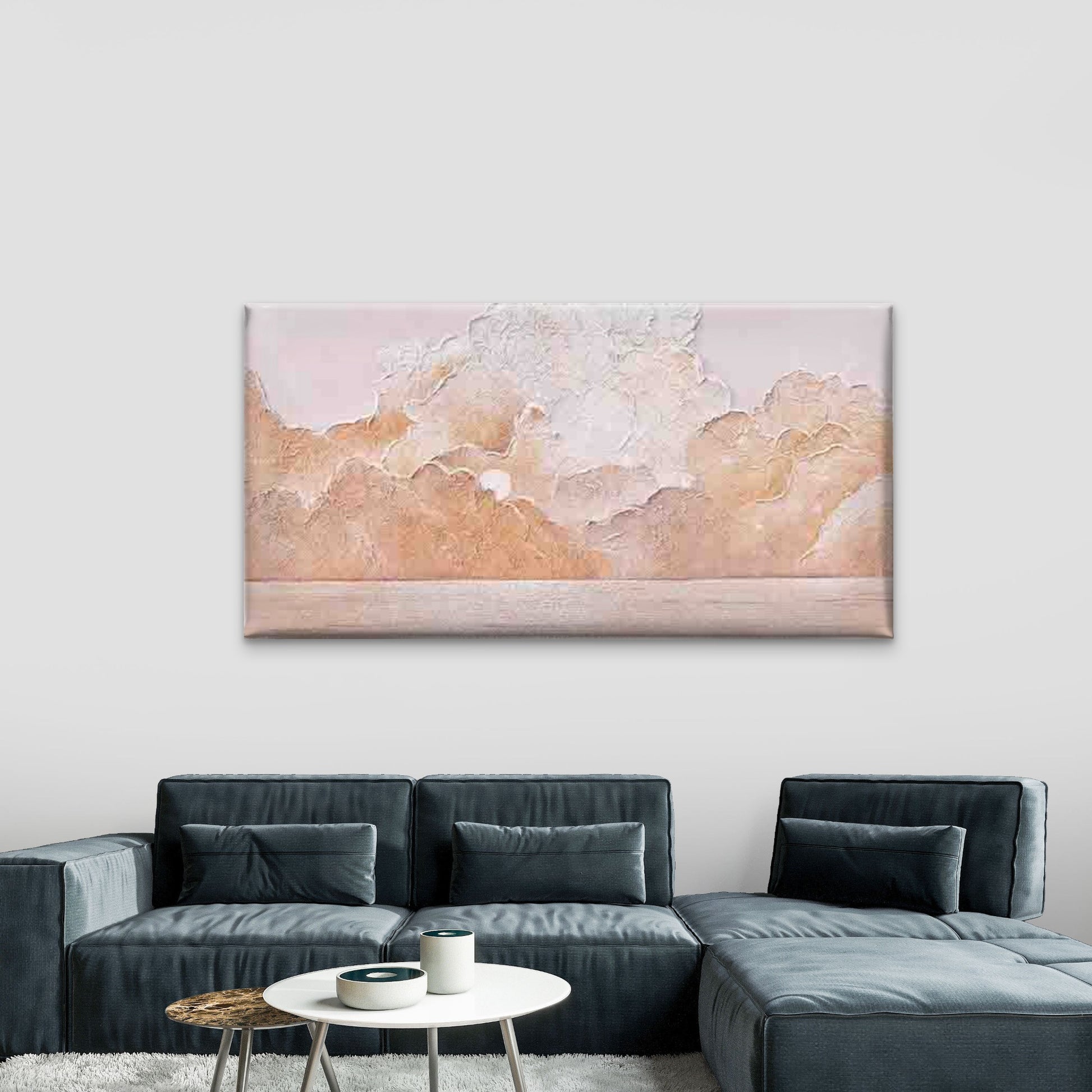 Pastel Clouds Painting in Soft Wall Art Canvas Office Home Room Framed 120x60cm - Bella Home Decor