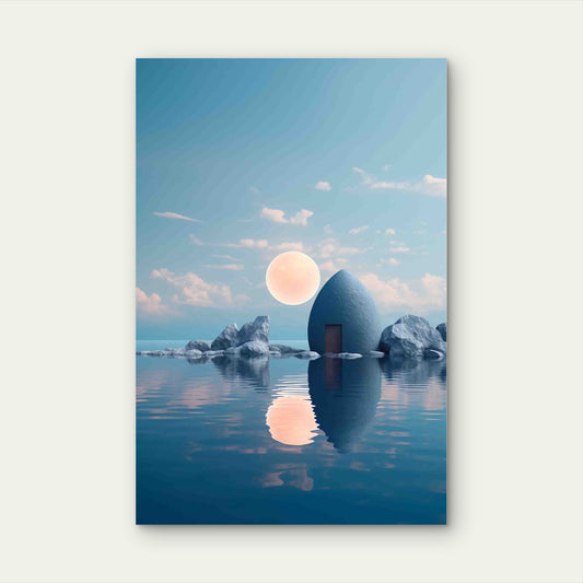 Futuristic Moon Background 60x90cm Metal Print Ready to Hang