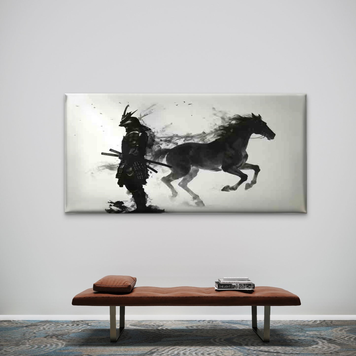 Samurai Warrior & Horse Wall Art Canvas Office Home Room Framed 120x60cm