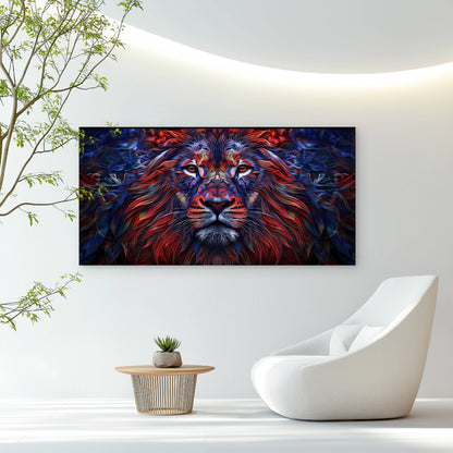 Vibrant Abstract Lion Wall Art Canvas Office Home Room Framed 120x60cm - Bella Home Decor