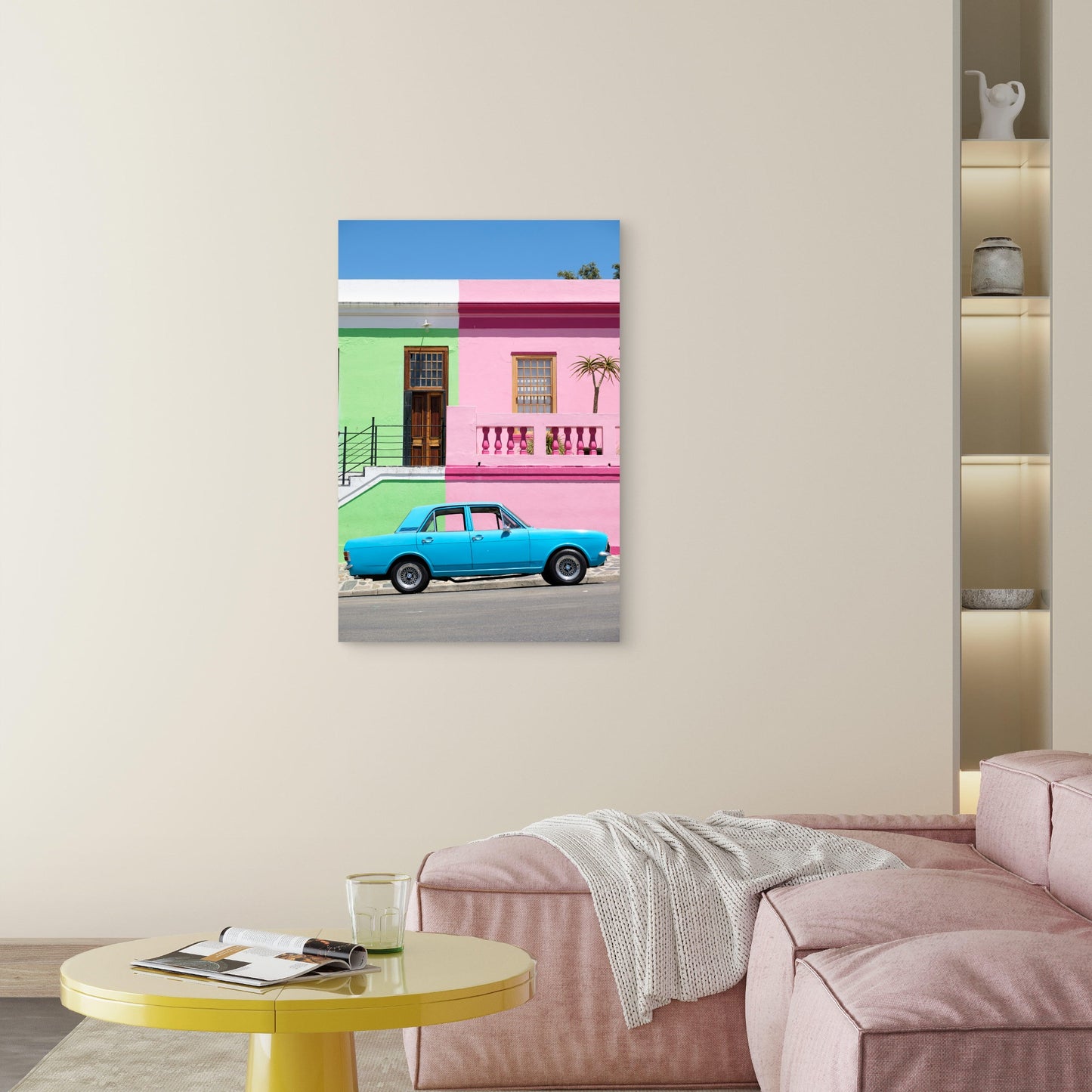 Coloured Houses And Cobbled Streets Of The Bo Kaap 40x60cm Metal Print Ready to Hang