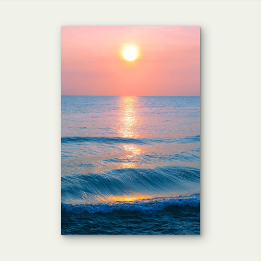 Scenic Pastel Ocean Wave Sunset View 40x60cm Metal Print Ready to Hang