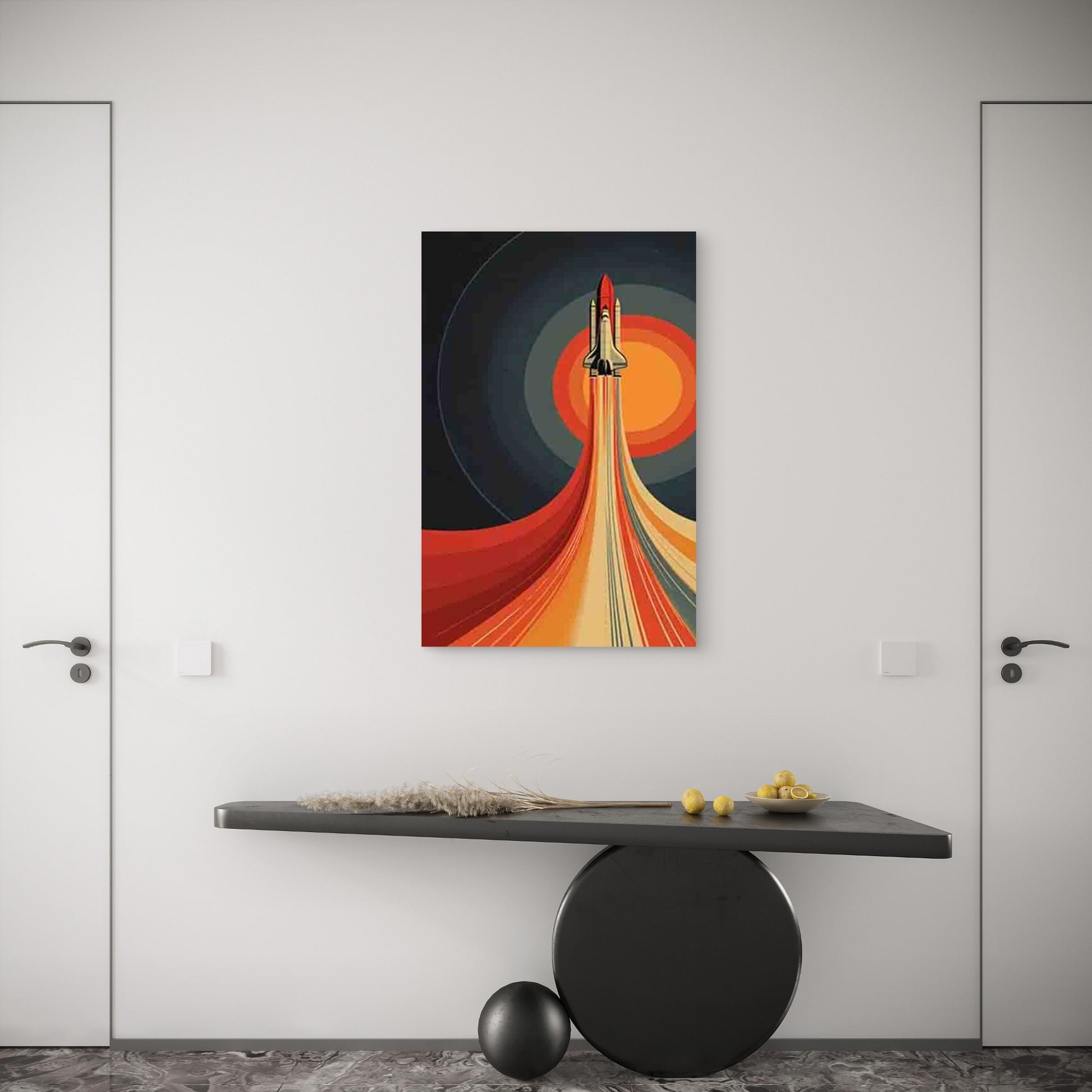 Vintage Space Shuttle Launching 60x90cm Metal Print Ready to Hang
