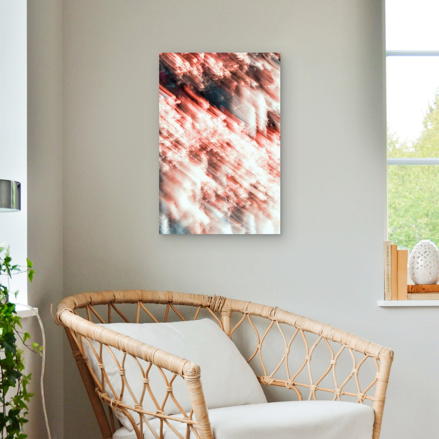 A Blurry Photo Of A Plane Flying In The Sky 40x60cm Metal Print Ready to Hang