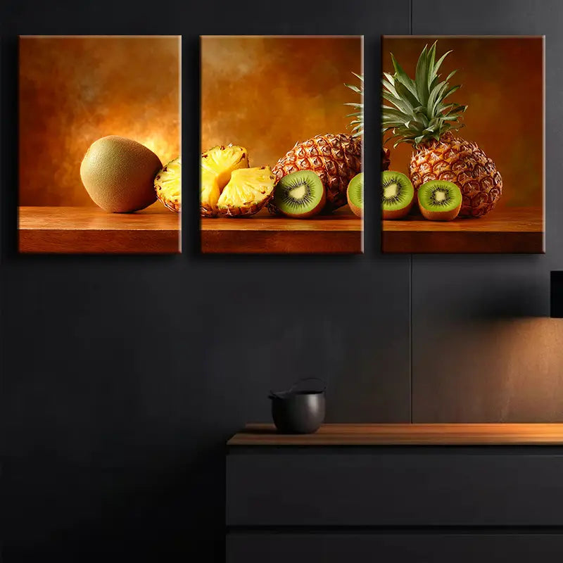 3pcs  A Still Life Of Tropical Fruits Metal Print Ready to Hang Art - Bella Home Decor