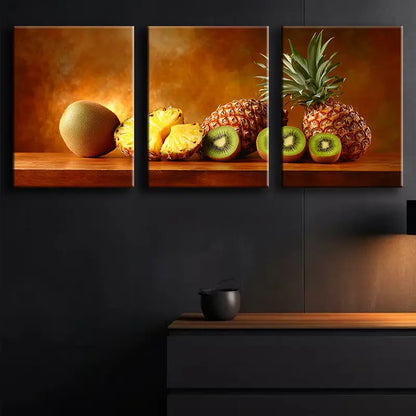 3pcs  A Still Life Of Tropical Fruits Metal Print Ready to Hang Art - Bella Home Decor