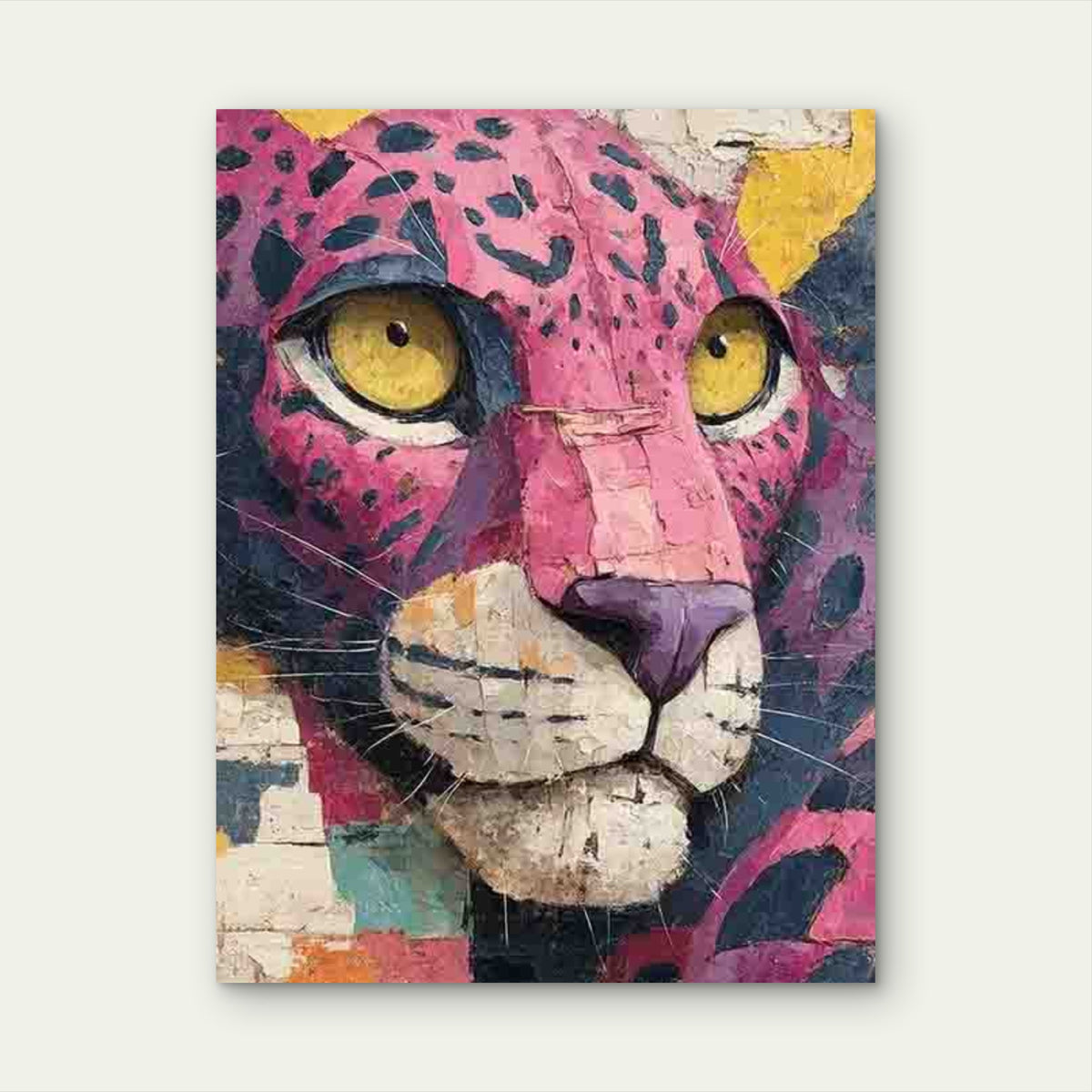Pink Leopard in a Graffiti Style Metal Print Ready to Hang