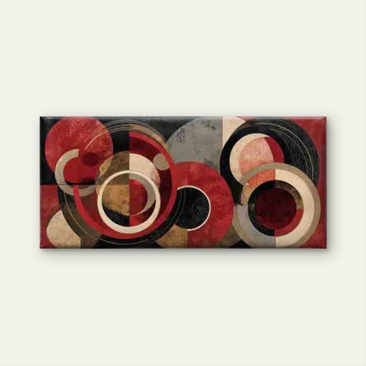 Abstract Circle with Red Accent Wall Art Canvas Office Home Room Framed 120x60cm