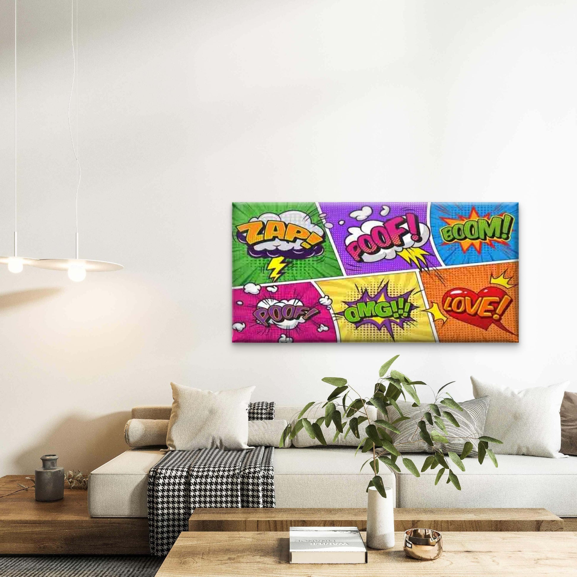 Featuring Pop Art Comic Book Wall Art Canvas Office Home Room Framed 120x60cm - Bella Home Decor