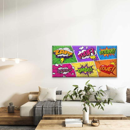 Featuring Pop Art Comic Book Wall Art Canvas Office Home Room Framed 120x60cm - Bella Home Decor