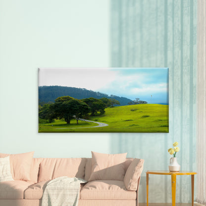 GREEN HILLS WINDING ROAD Wall Art Canvas Office Home Room Framed 120x60cm