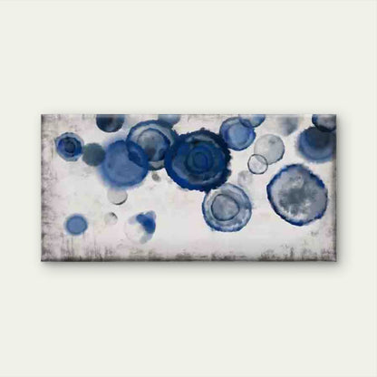 Blue Abstract Ink Circles Wall Art Canvas Office Home Room Framed 120x60cm - Bella Home Decor